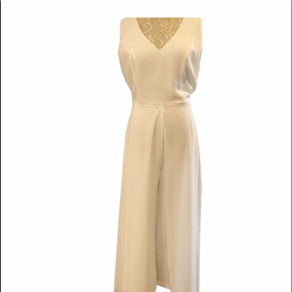 Boston Proper White Overlay Jumpsuit